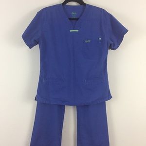 Iguana Med Scrub Women Small Blue Set Top Pants